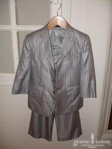 Roncenni - Costume 3 pièces pour petit garçon, rayé gris souris