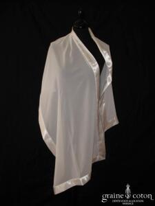 Acces-soirs - Étole blanche en mousseline de soie et satin