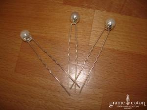 Au Fil Perlé - Lot de 3 pics à chignon blanc