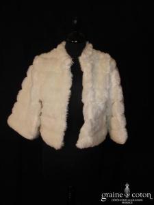 Pronuptia - Boléro manches 3/4 en fausse fourrure ivoire