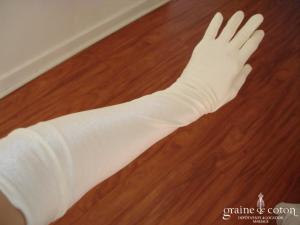 Gants longs satinés ivoire