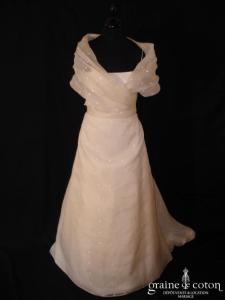 Cymbeline - Robe en taffetas et organza à pois avec boléro cache coeur