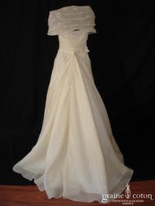 Cymbeline - Robe en taffetas et organza à pois avec boléro cache coeur