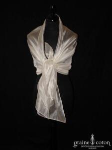 Coeur d'amour - Étole en organza nacré ivoire