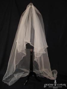 Voile long de 3 mètres en tulle ivoire clair