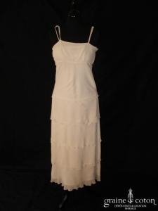 123 - Robe taille empire en mousseline de soie ivoire