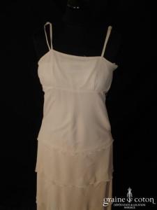 123 - Robe taille empire en mousseline de soie ivoire