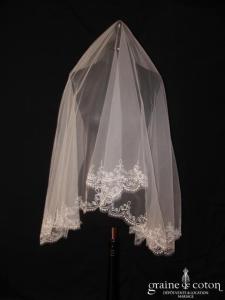 Oksana Mukha - Voile mi long en tulle ivoire brodé