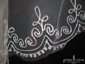 Oksana Mukha - Voile mi long en tulle ivoire brodé