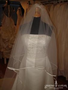 Pronuptia - Voile ivoire avec biais de satin 4 m