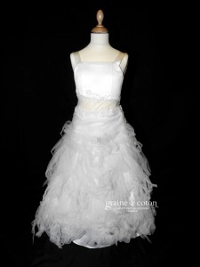 Pronuptia - Robe demoiselle d'honneur en satin et tulle ivoire