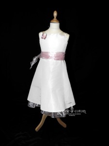 First Casting - Robe de demoiselle d'honneur en taffetas ivoire et organza rose