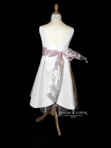First Casting - Robe de demoiselle d'honneur en taffetas ivoire et organza rose