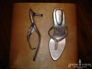 Sandales Daniela Cardia - Mules argent Swarovski