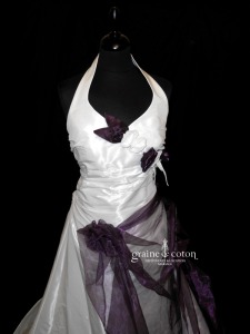 Aurye Mariage - Féline en taffetas ivoire et violet