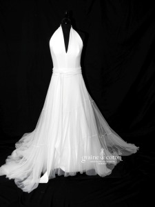 Jesus Peiro - Robe tour de cou en crêpe ottoman ivoire