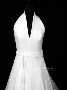 Jesus Peiro - Robe tour de cou en crêpe ottoman ivoire