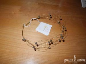 Pina - Diadème / bandeau avec strass montés sur fil câblé doré