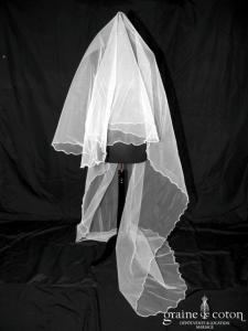 Pronuptia - Voile long de 2,80 mètres en tulle ivoire surjeté