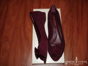 Eden shoes - Ballerines bout ouvert en nubuck bordeaux