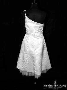 Light in the box - Robe courte en satin ivoire clair avec bretelle asymétrique