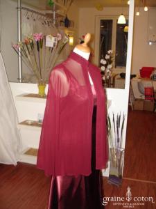 Nitya - Cape tunique en mousseline de soie bordeaux