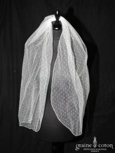 Voile court en tulle plumetis blanc sans rabat avant