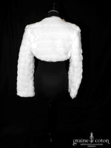 Boléro à manches longues en fausse fourrure ivoire