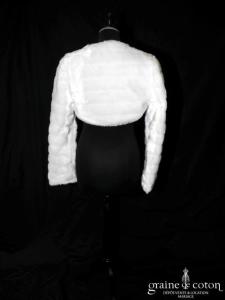 Boléro à manches longues en fausse fourrure blanche