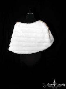 Étole en fausse fourrure blanche avec noeud