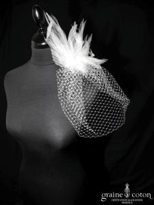 Coiffe fleur avec voilette ivoire