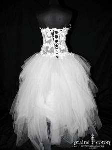 Max Chaoul - Robe en mouchoirs de tulle blanc et cristaux