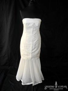 Création - Robe transformable courte / longue et manteau en soie sauvage et brocart