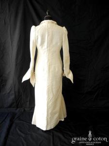Création - Robe transformable courte / longue et manteau en soie sauvage et brocart