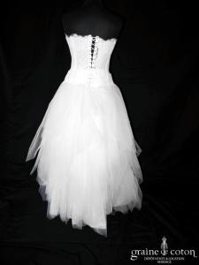 Création Bochet - Robe en dentelle de Calais et mouchoirs de tulle ivoire