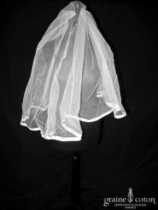Voile court en tulle ivoire bordé d'un biais