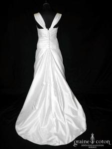 Courman - Robe en soie sauvage drapée ivoire avec larges bretelles