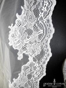 Pronuptia - Voile long de 1,80 mètres en tulle bordé de fine dentelle ivoire