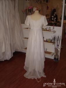 Fontaine - Robe courte blanche dentelle et voile