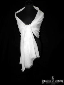 Printemps - Étole en lin ivoire