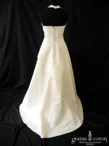 Hervé Mariage - Robe en taffetas ivoire tour de cou et décolleté coeur