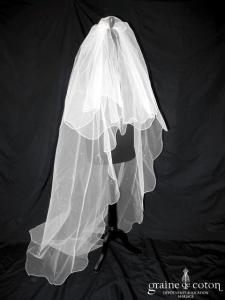 Voile long de 3 mètres en tulle ivoire avec toupies Swarovski