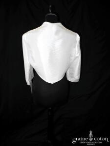 Bella - Boléro en taffetas ivoire, manches 3/4