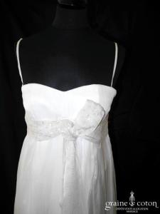 Paule Ka - Robe empire en organza de soie ivoire