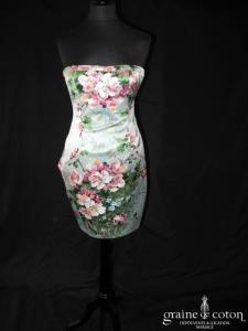 Kenzo - Robe bustier courte en soie turquoise