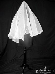 Pronuptia - Voile court en tulle ivoire et champagne