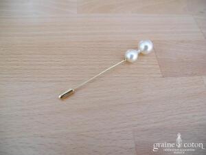 Au Fil Perlé - Broche / pic à étole à 2 perles ivoire