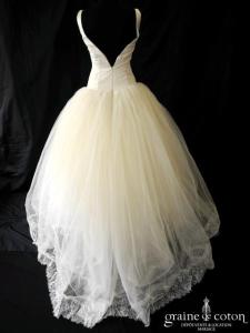 Création Atelier Aimée - Robe en satin de soie, tulle et dentelle ivoire