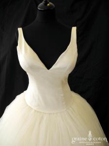 Création Atelier Aimée - Robe en satin de soie, tulle et dentelle ivoire