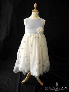 Dorissa - Robe de demoiselle d'honneur en organza brodé et satin parme